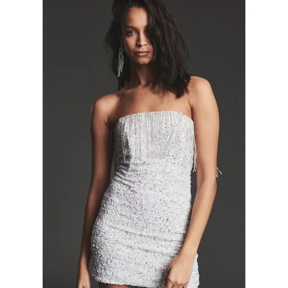 Retrofete Cassandra Dress White Mini Sequin